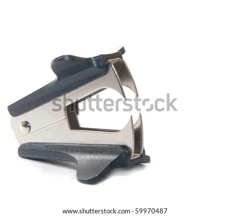 Black isolated stepler over white background