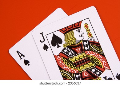 Black Jack And Black Ace In The Red Background.