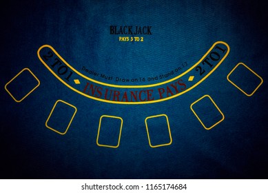 Black Jack gambling table. Blue background.