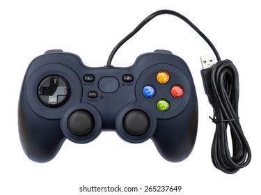 Black Joystock For Console Video Game In Isolated Background