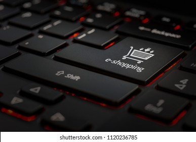black keyboard with eshopping icon key
