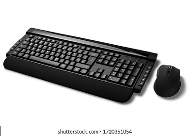 Black Keyboard And Mouse On A White Background