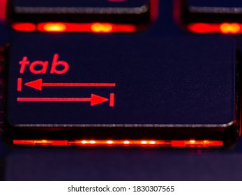 Black Keyboard Tab Key With Red Backlight