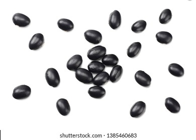 Black Kidney Beans Isolated On White Background. Top View