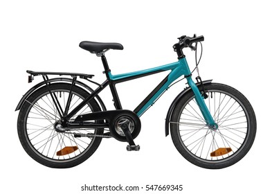 Black Kids Bicycle Isolated On White Background 