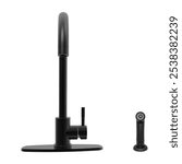 Black Kitchen Faucet with JET SPRAYER, Stainless Steel Kitchen Sink Faucet, Matte Black Kitchen Faucet Single Handle High Arc Utility Sink Faucet for Sink, RV, Laundry, Bar