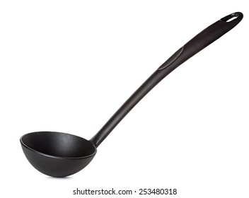 Black Kitchen Ladle Isolated On White