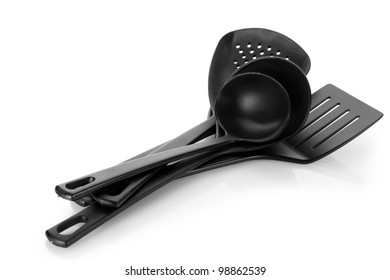 Black Kitchen Utensils Isolated On White Stock Photo 98862539   Black Kitchen Utensils Isolated On 260nw 98862539 