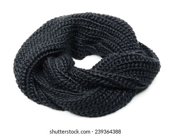 Black Knitted Scarf Isolated On White Background