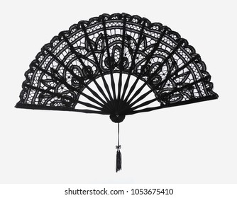 Black lace hand fan