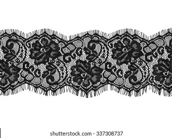black lace on white background