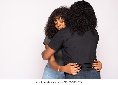 Black Lady Consoling Her Friend, Gives A Hug