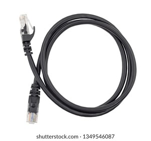 Black Lan Cable On White Background