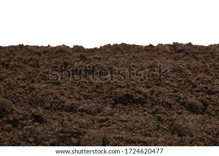 Black land for plant isolated on white background. Top view. 