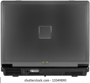 Black Laptop Computer Back View ~ Isolated On White Background