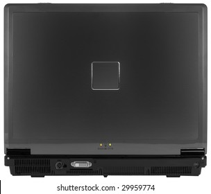 Black Laptop Computer Back View ~ Isolated On White Background