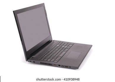 Black laptop white background with soft shadow. Clipping path