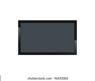 Black LCD Tv Screen Hanging On A Wall