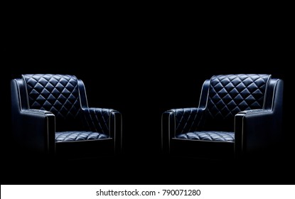 Black Leather Armchair, Dark Background
