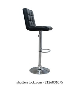 
Black Leather Bar Stool Isolated On White Background.