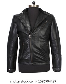 Black Leather Biker Jacket Isolated