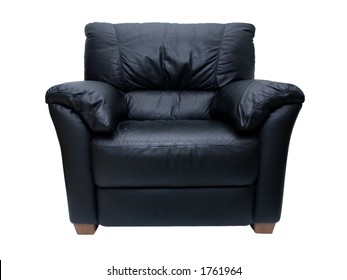 Black Leather Chair On A White Background