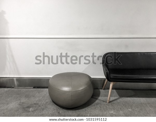 Black Leather Chair Taupe Leather Footstool Stock Photo Edit Now