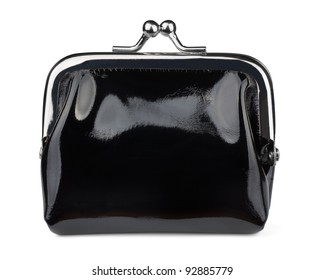 Black Leather Coin Purse Isolated On White