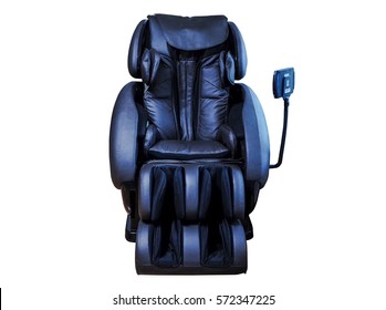 Black Leather Comfortable Reclining Massage Chair.