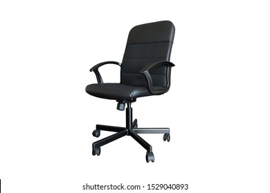 Black Leather Computer Chair Isolated On White Background