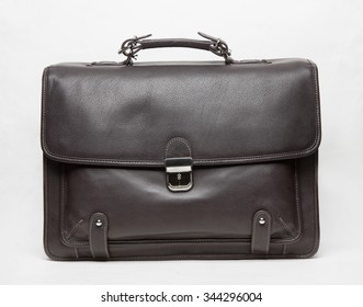 Black Leather Elegant Briefcase Isolated