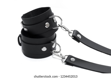 Black Leather Handcuffs Isolated On White Stock Photo (Edit Now) 1234452013