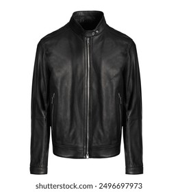 Black Leather Jacket Front View