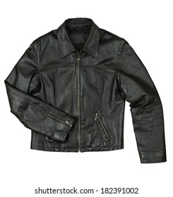 Black Leather Jacket Isolated On White