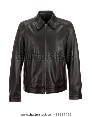 black leather jacket  isolated on white background