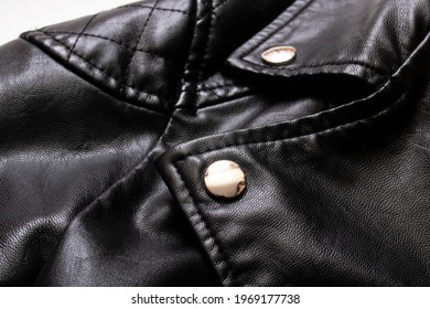 Black Leather Jacket With Zip And Stud