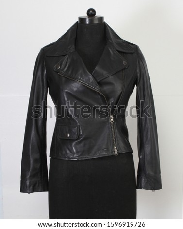 black leather ladies jacket isolated 