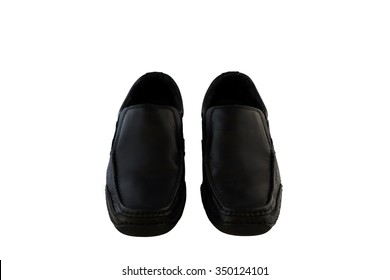 Black leather men's shoes white blackground - Shutterstock ID 350124101