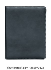 Black Leather Notebook Isolated On White Background