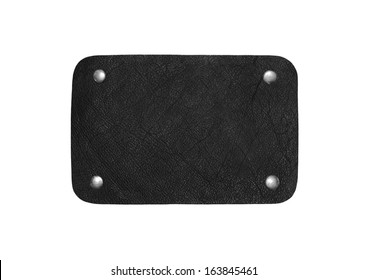 Black Leather Patch On A White Background 