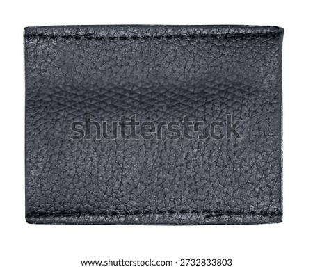 Black leather patch with visible stitching on a transparent background, offering a blank customizable space