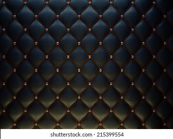 Black leather pattern with golden wire and diamonds. Bumped background