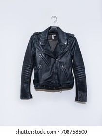 Black Leather Punk Jacket Hanging