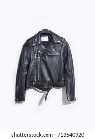 Black Leather Punk Jacket Hanging