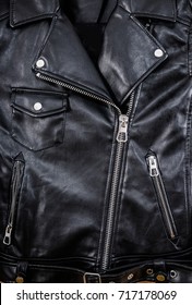 Black Leather Punk Jacket Texture