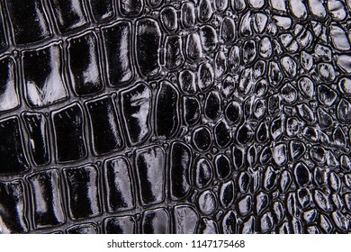 Black Leather Reptile. Texture Or Background.