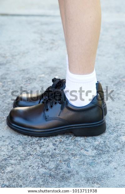 Black Leather School Shoes Worn By 