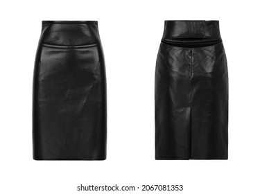 Black Leather Skirt Isolated On White Background