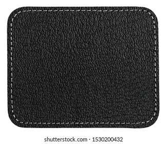 Black Leather Tag Template Texture. Clothing Label Mockup