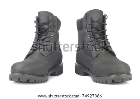Black leather winter footwear isolated over white background Stock photo © 